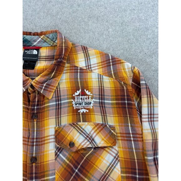 The North Face Bicycle Sport Shop Plaid Button Down Shirt (Men's XL) Brown - Picture 3 of 12